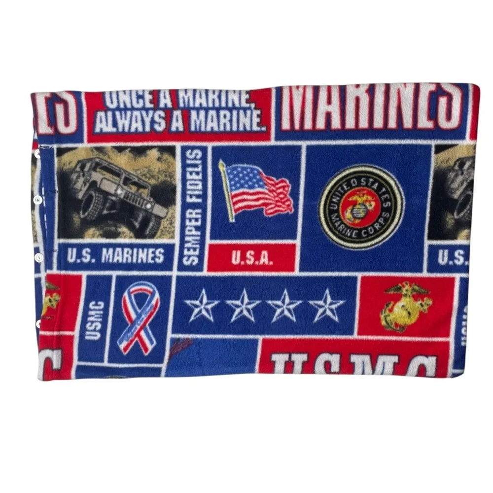 USMC Marine Corps Fleece Pillowcase Marines Flag Military Tank Standard Pillow